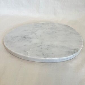 Bullseye's Playground White Marble Egg Shaped Serving Board 9x6.5 Polished Stone
